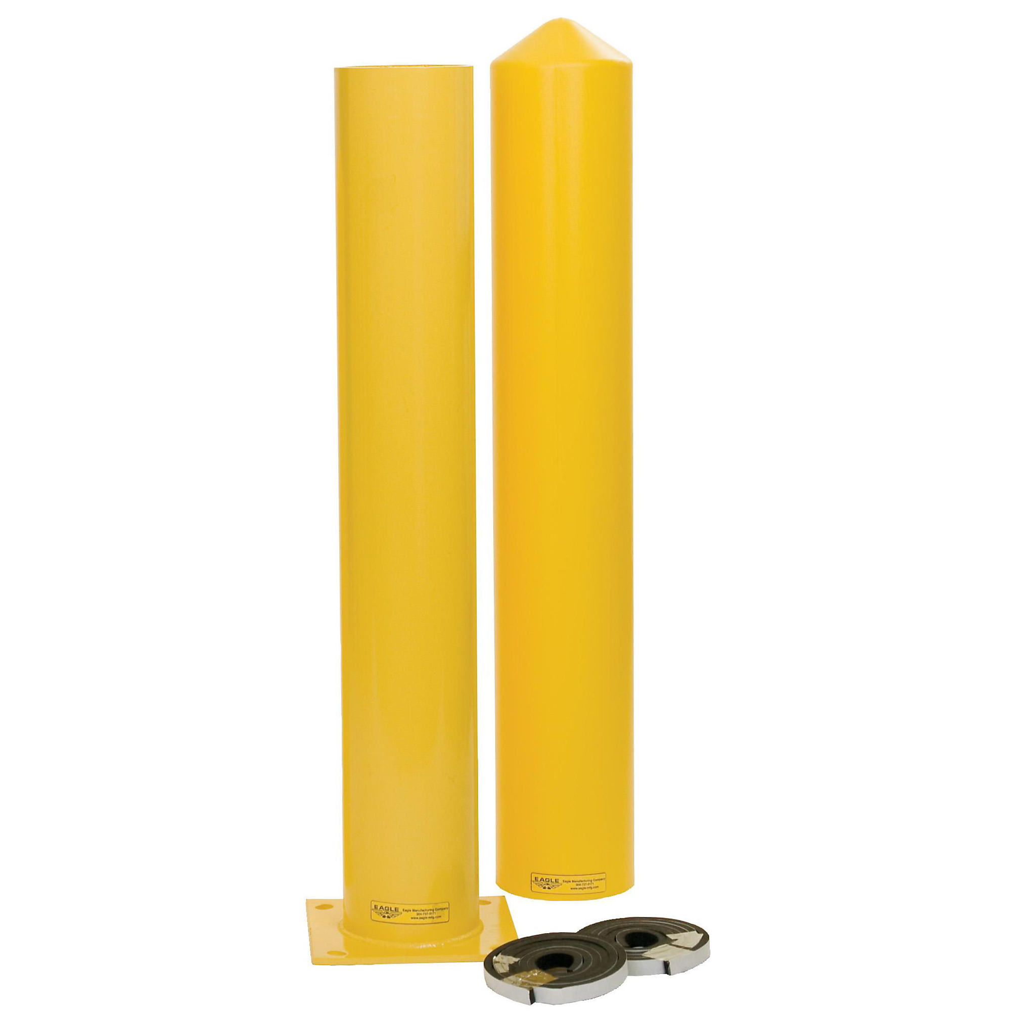 Eagle Steel Bollard Post and Poly Sleeve Combo — 6in. Post, 7in. Sleeve, 42in. High, Yellow, Model# 1764PS